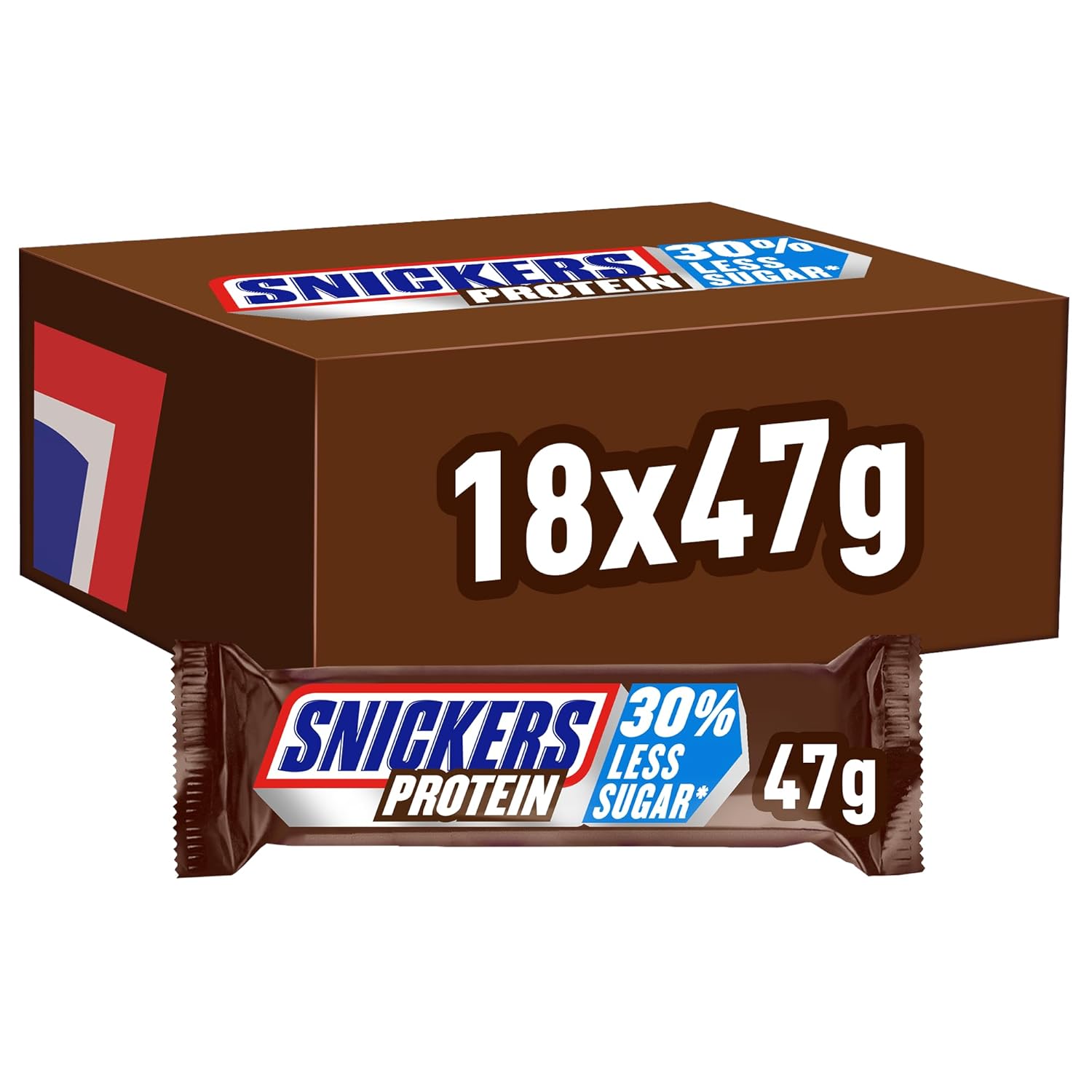 Barras de proteína Snickers con chocolate - Rico sabor con caramelo de avellana y turrón, paquete a granel 18x47g