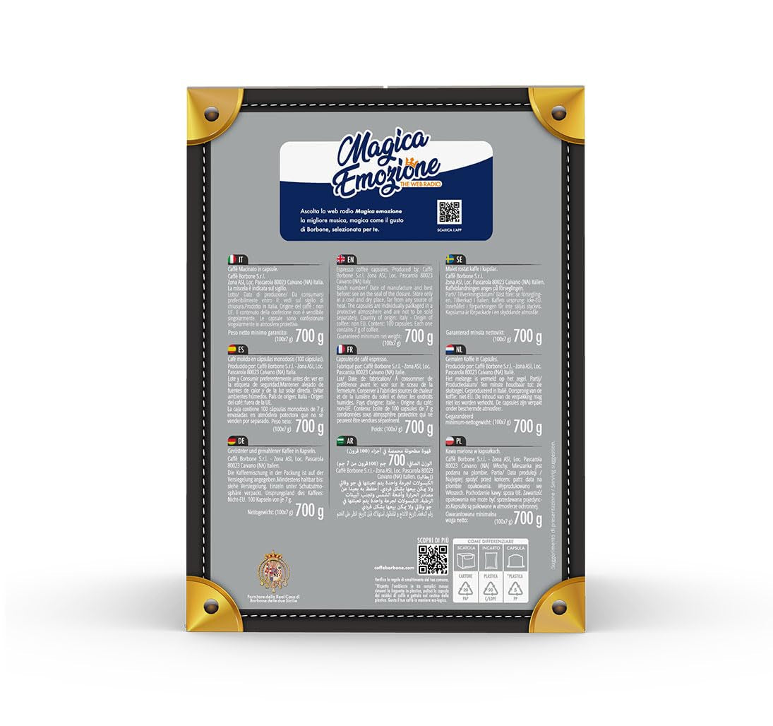 Caffè Borbone Blue Kaffeemischung - 100 Kapseln - Compatible con Kaffeemaschinen der Marke Lavazza®* Espresso Point®*