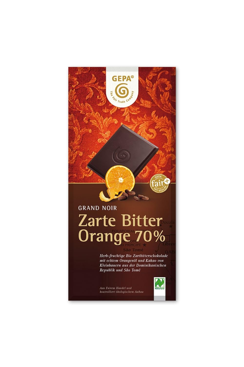 Grand Noir Naranja amarga delicada orgánica 70 por ciento de cacao - Sabor fino a naranja