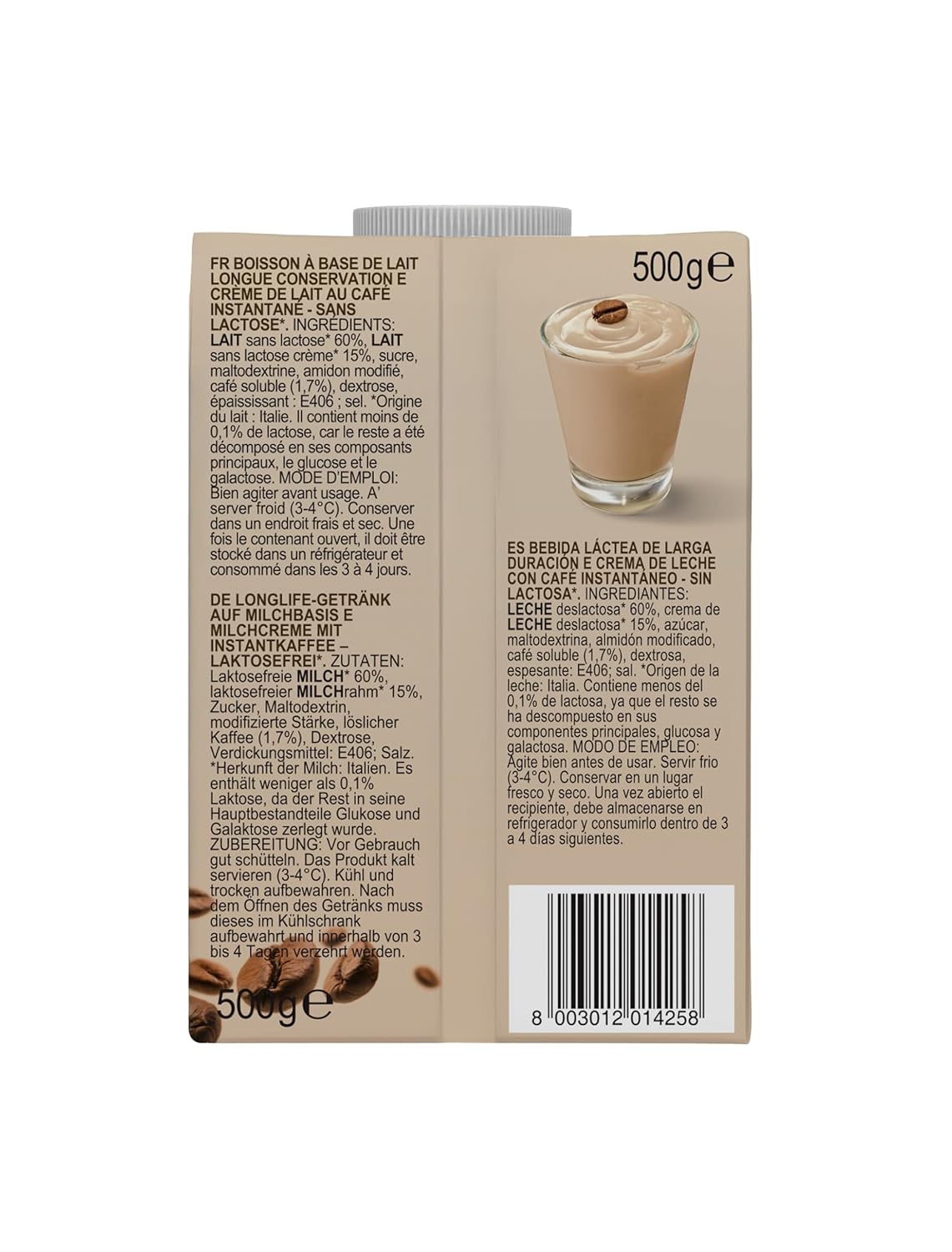 Gimoka Caffe Latte Cream Sin Lactosa Sin Gluten Sin Conservantes
