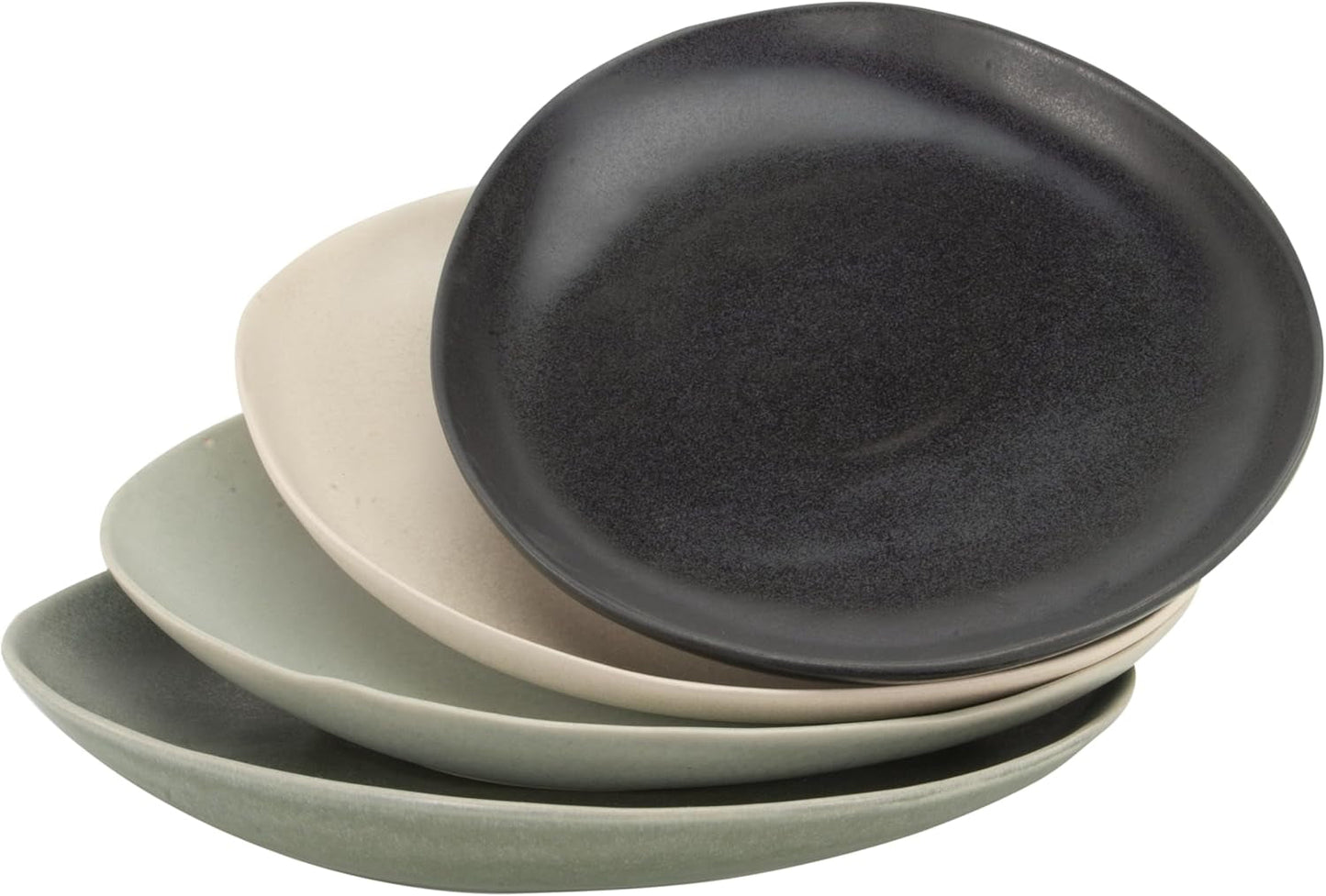 CreaTable, 22139, Serie PIETRA, Vajilla de 4 Piezas para 4, Juego de Platos de Porcelana, Apto para Lavavajillas y Microondas, Fabricado en Europa