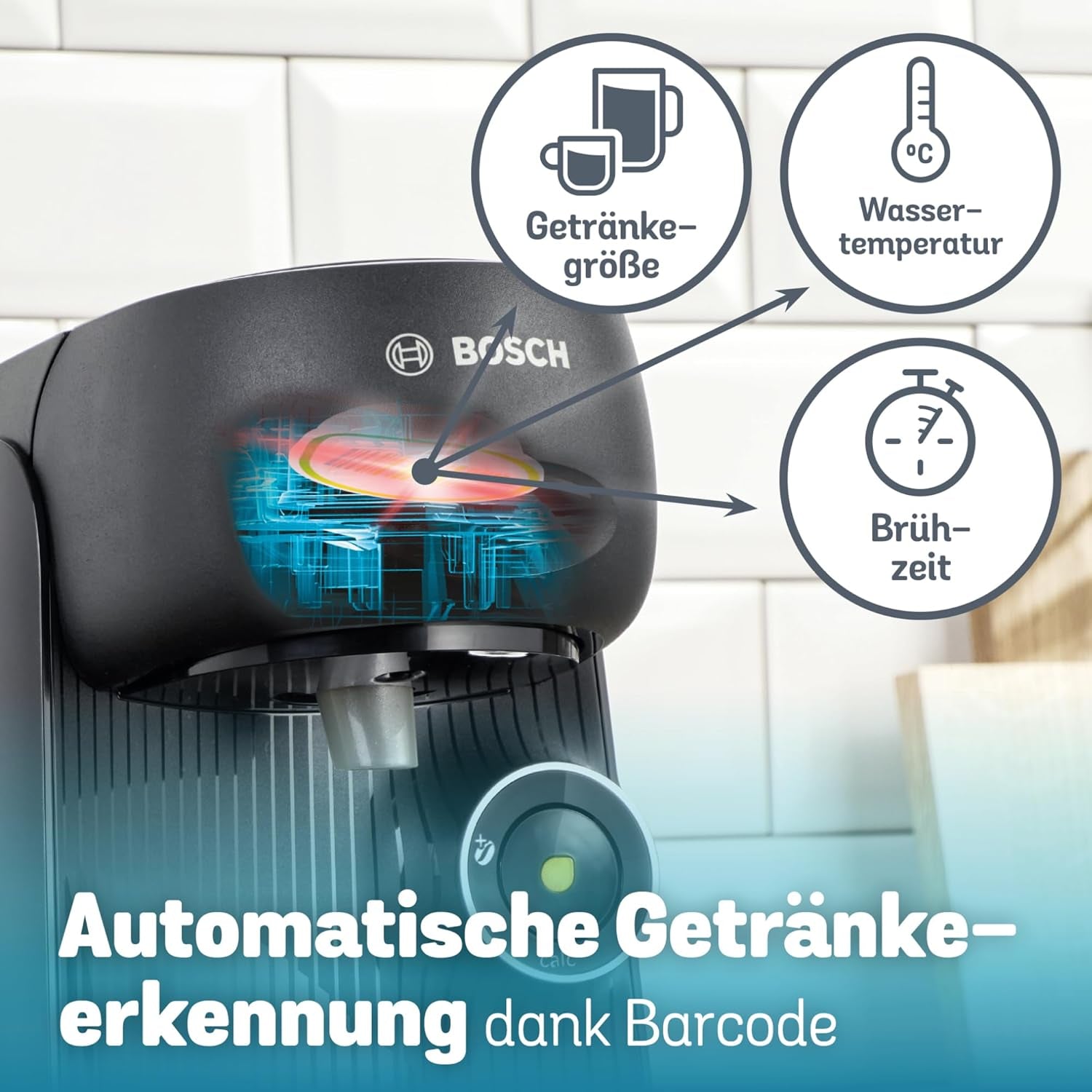 Bosch Tassimo finesse TAS162E Cafetera espresso de cápsulas, 70 bebidas, café más intenso con solo pulsar un botón, apagado automático, sostenible, dosificación perfecta, 1400 W, negro/negro