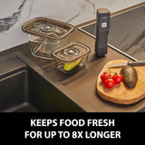 Set Caso Vacu OneTouch Eco, envasadora al vacío manual que incluye 3 recipientes de vidrio al vacío y VacuBoxx Eco-Duo S - recipiente para frescura al vacío / 2 recipientes de 500 ml cada uno Cajas para conservar alimentos Naty Shop