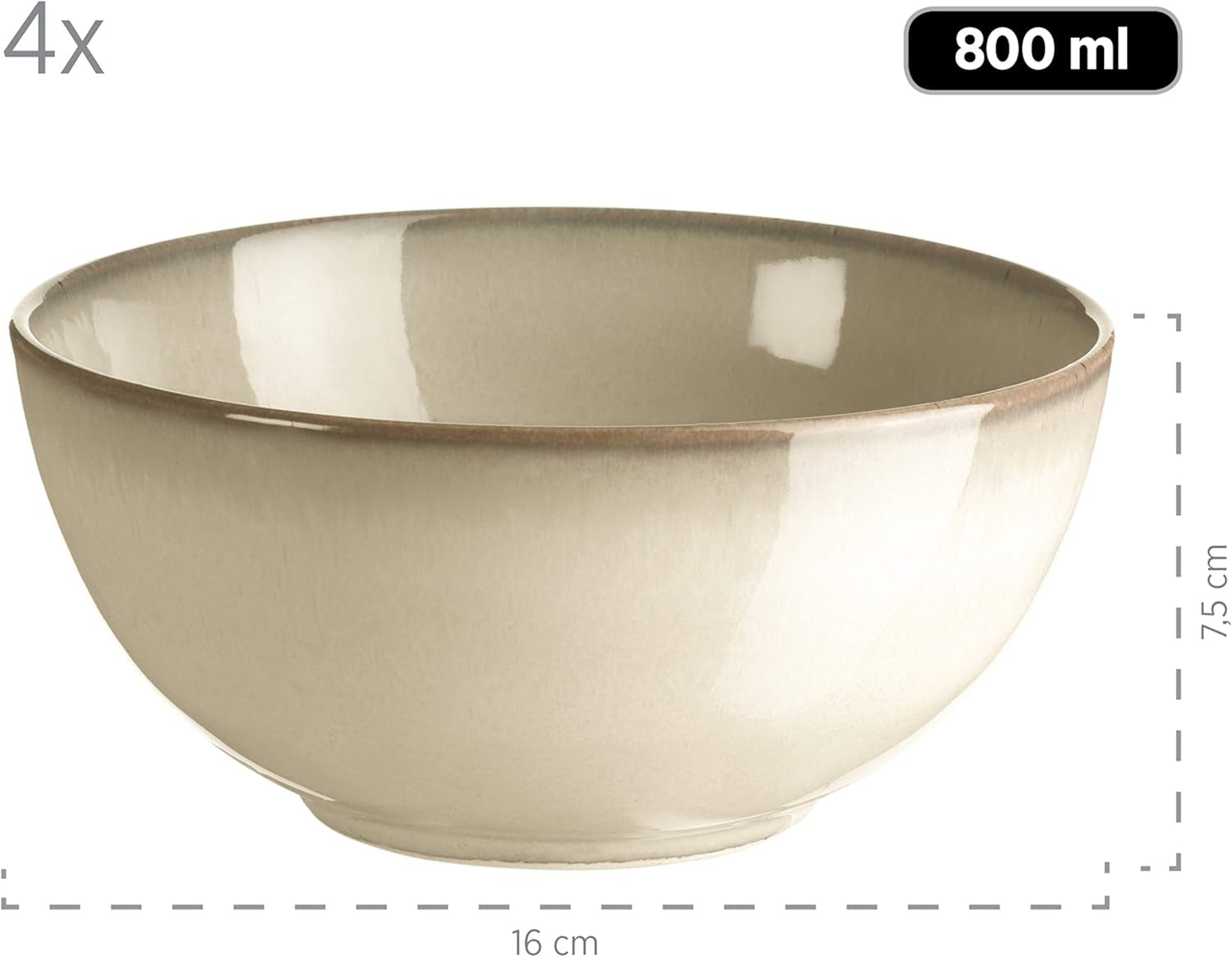 MÄSER 931736 vajilla para 4 personas con aspecto mediterráneo vintage, servicio combinado con 16 piezas en gris arena, cerámica, gris arena