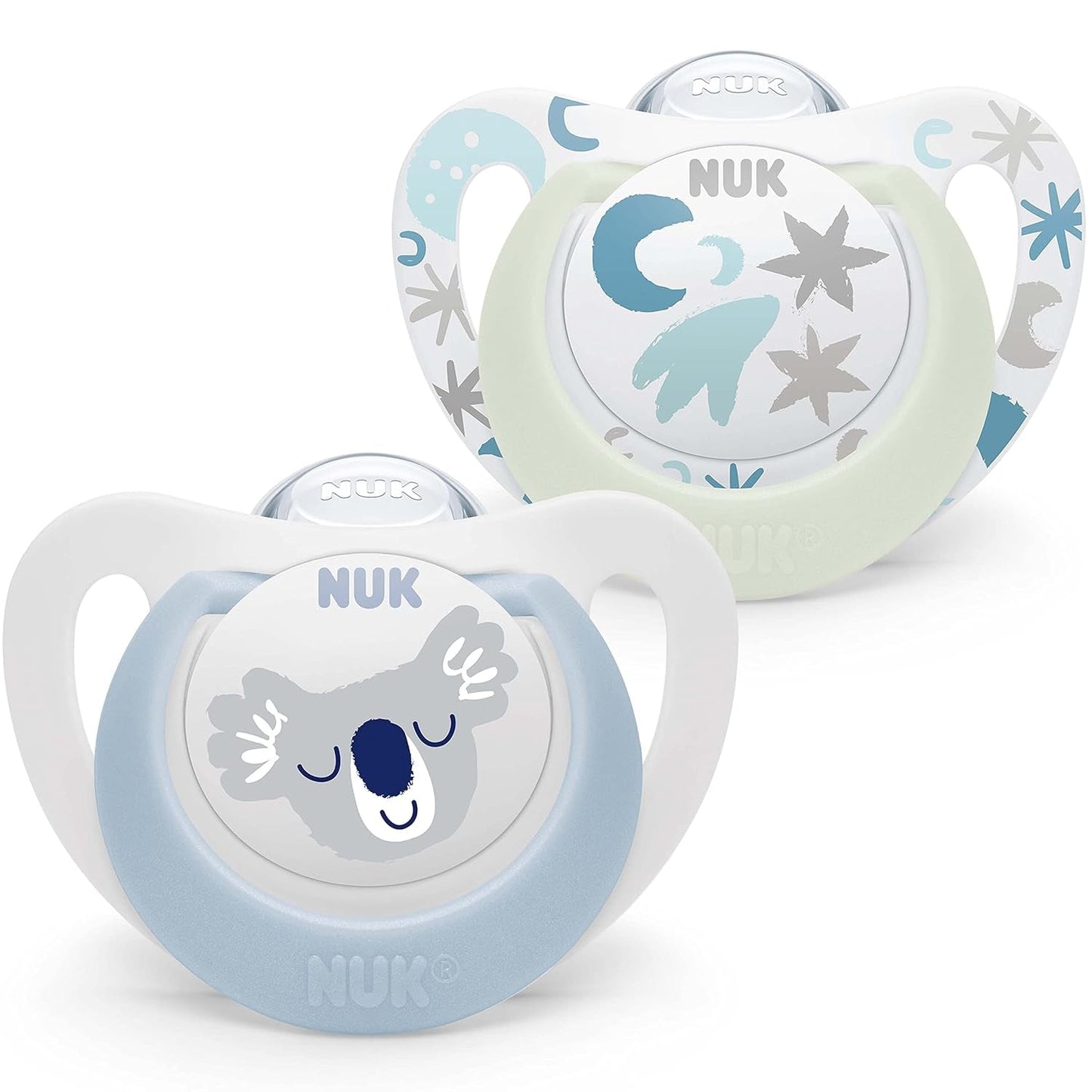 Chupete para bebé NUK Star Night & Day de 0 a 6 meses que brilla en la oscuridad, silicona sin BPA, gato rosa, paquete de 2