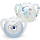 Chupete para bebé NUK Star Night & Day de 0 a 6 meses que brilla en la oscuridad, silicona sin BPA, gato rosa, paquete de 2