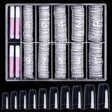 500 puntas de uñas artificiales francesas, juego de puntas de uñas postizas acrílicas, extensiones de uñas, puntas de uñas, accesorios de uñas postizas con 4 piezas de pegamento para diseño de uñas, uñas de gel naturales