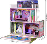 Olivia's Little World Big Dreamland Sunset Casa de Muñecas de Madera Interactiva para Niños Contemporánea 3 Pisos con 16 Muebles para Muñecas Accesorios Multi TD-13616A Casas de Muñecas Naty Shop