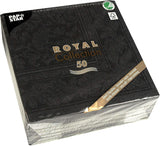 50 Servilletas Colección ROYAL pliegue 1/4 40 X 40 negro "Adornos"