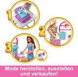 Barbie Fashion Boutique Playset - Muñeca con patrón de aluminio, más de 150 looks originales, incluye 2 blusas y 5 sábanas de aluminio, perchero y lector de tarjetas de crédito, a partir de 3 años, HKT78