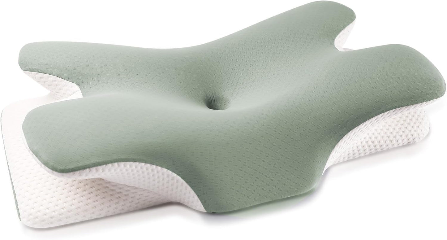 MULISOFT Almohada de espuma viscoelástica, cómoda almohada para la cabeza, almohada de apoyo para el cuello, almohada ergonómica para dormir de lado (gris) Almohadas ortopédicas cervicales Naty Shop Saludos