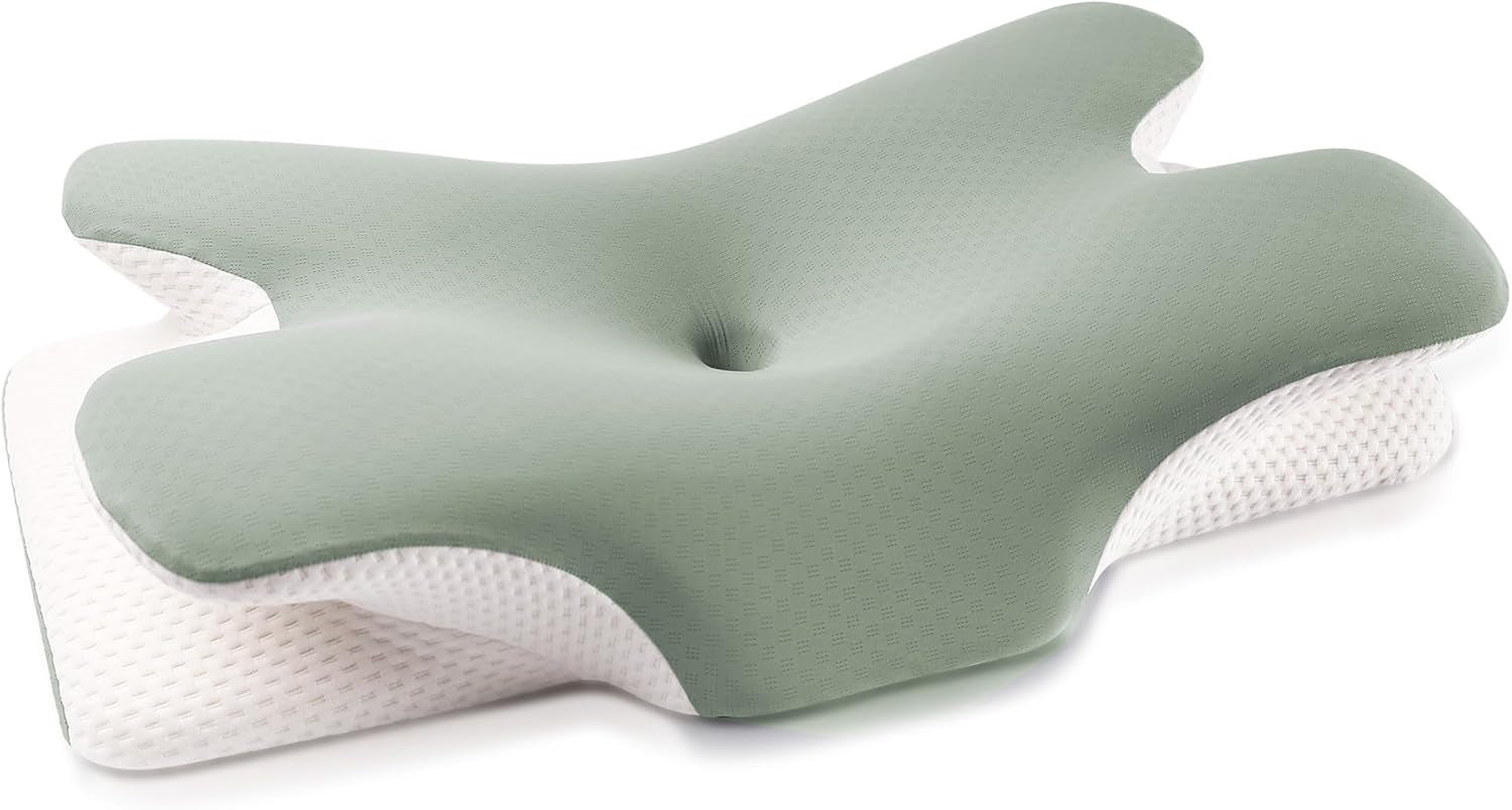 MULISOFT Almohada de espuma viscoelástica, cómoda almohada para la cabeza, almohada de apoyo para el cuello, almohada ergonómica para dormir de lado (gris) Almohadas ortopédicas cervicales Naty Shop Saludos