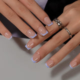 Uñas Postizas De Punta Francesa Corta - 30 Piezas De Uñas Negras Para Pegar En Uñas Cuadradas Cortas, Uñas Postizas De Punta Francesa Con Pegamento, Juego De Uñas Artificiales Cuadradas Para Mujeres