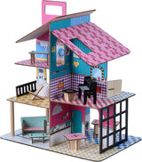 Olivia's Little World 360 Casa de muñecas de madera para niños, muñecas de 3,5" y 12 accesorios, multicolor TD-13260C
