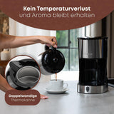 Cafetera Clatronic® con jarra termo para 8-10 tazas de café (aprox. 1,2 l) | Cafetera de filtro de acero inoxidable | Jarra Termo de Doble Pared | Sin pérdida de temperatura | Cafetera 800 W | KA 3805