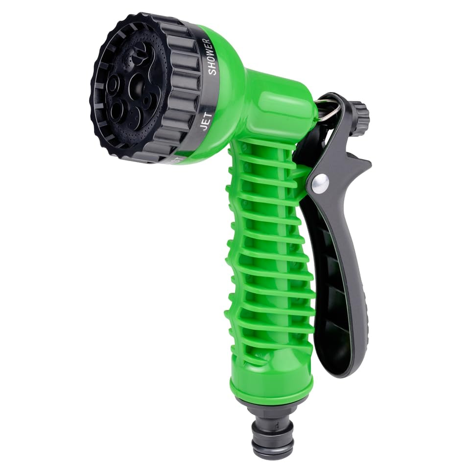 Manguera de jardín flexible Kinzo 20 m - incl. Accesorio para manguera - Manguera flexible con cabezal rociador con 7 posiciones de rociado - Plástico - Verde/Gris