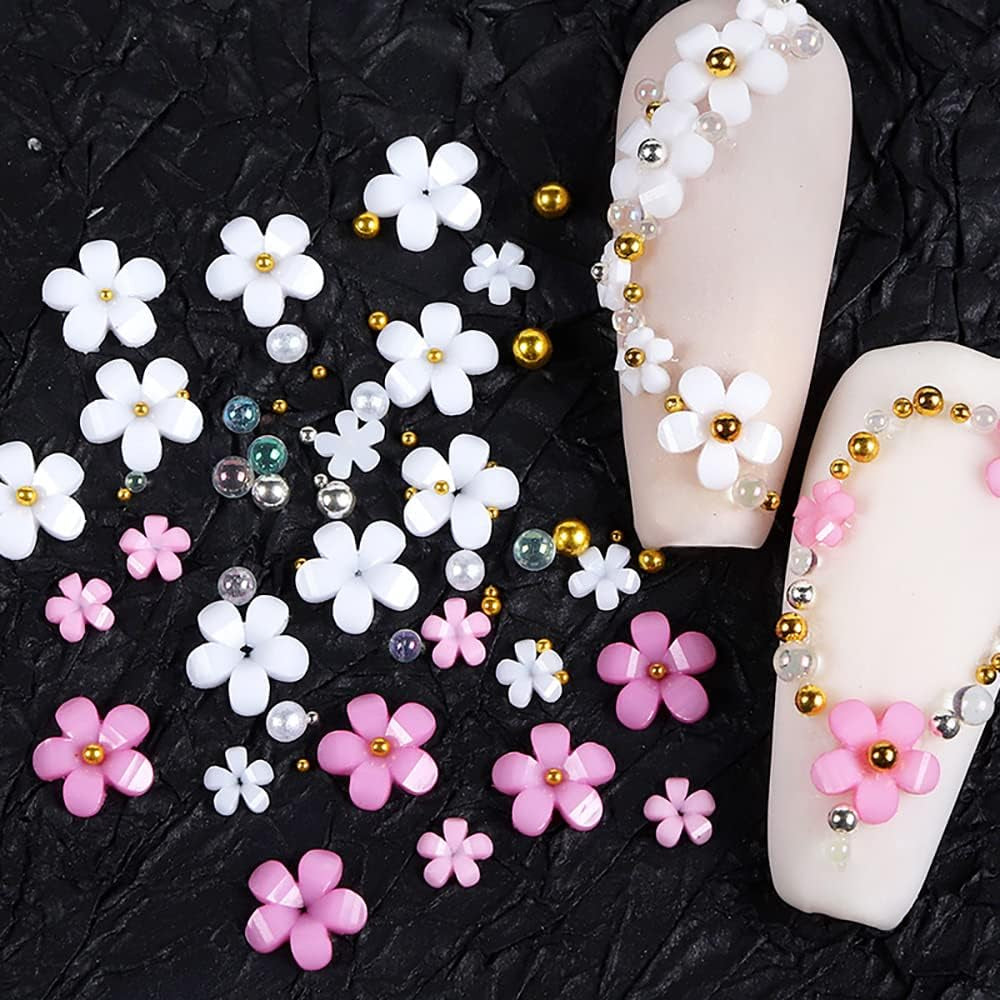 Uñas de flores 3D, 6 rejillas, encantos de uñas de flores, pedrería de uñas acrílicas, accesorios de uñas, decoraciones de uñas de primavera DIY