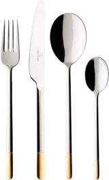 Villeroy & Boch - Ella Cubiertos parcialmente dorados, 30 piezas, 6 personas, aptos para lavavajillas, acero inoxidable Cocina Naty Shop