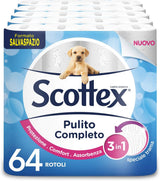 Papel higiénico, limpio, ahorra espacio, 64 rollos.