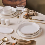 Juego de vajilla Karaca Stream Bone Bomo para 12 personas, juego de platos cuadrados elegantes, vajilla de porcelana blanca elegante