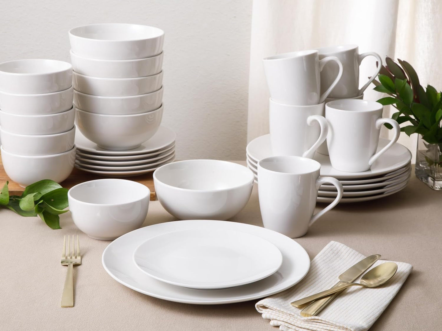 Zen Buffet Vajilla de Porcelana, Servicio para 6 (30 Piezas), Blanco (Tazas)