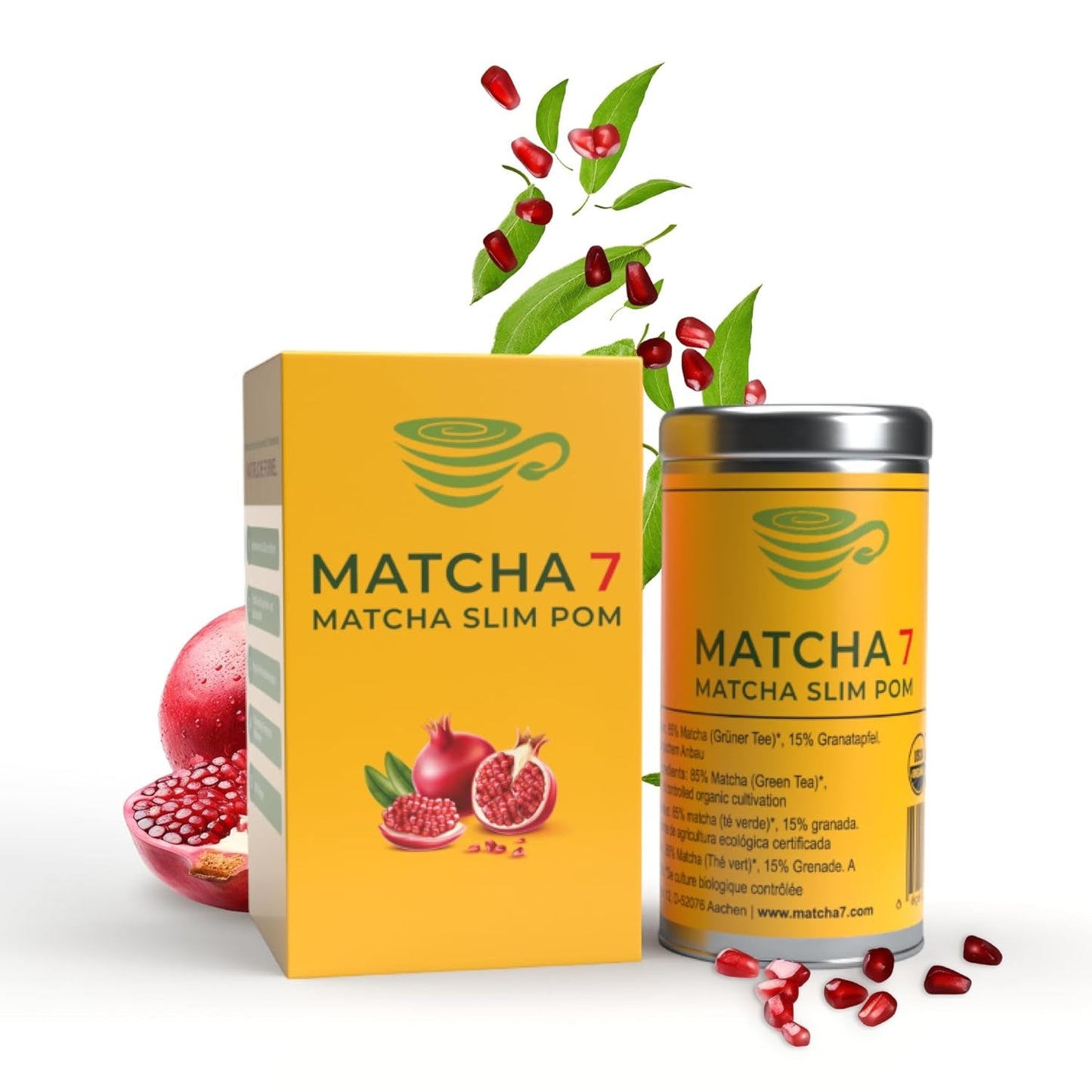 ® Ceremonial Matcha Powder X Pomegranate 100G [Apoya la pérdida de peso y el metabolismo] - Té verde para un estilo de vida activo y saludable - Té verde sin aditivos (puro y natural)