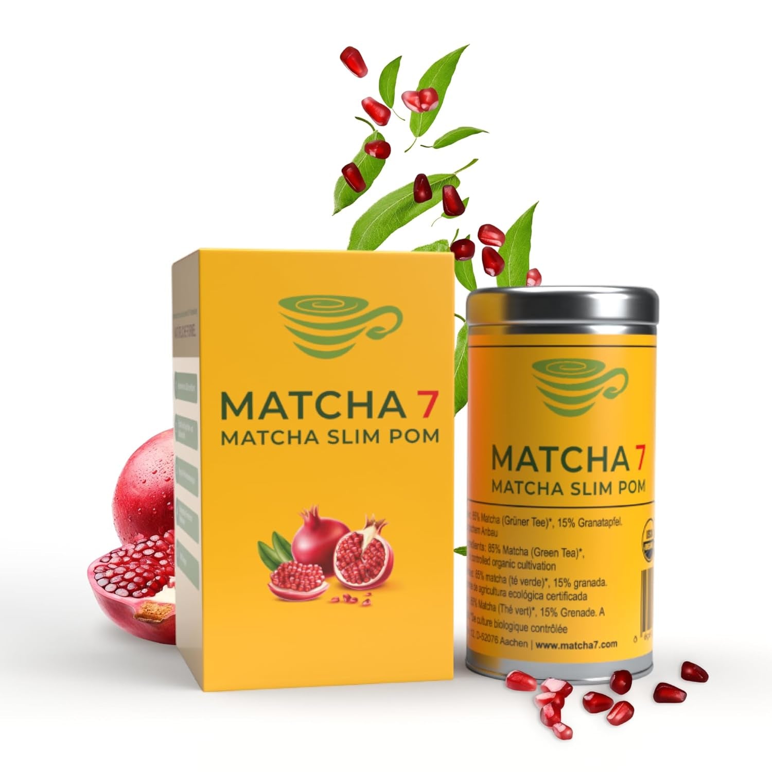 ® Ceremonial Matcha Powder X Pomegranate 100G [Apoya la pérdida de peso y el metabolismo] - Té verde para un estilo de vida activo y saludable - Té verde sin aditivos (puro y natural)