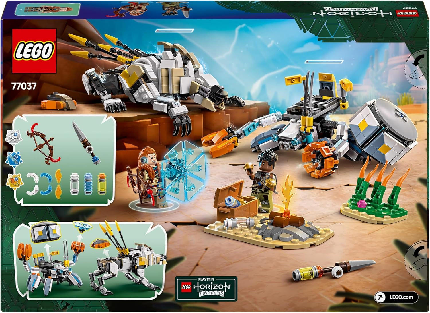 LEGO Horizon Aventuras Aloy y Varl vs. Armored Walker y Sawtooth, monstruos de juguete y minifiguras, set de colección para fanáticos de los videojuegos, niños y niñas mayores de 9 años 77037 Juegos de construcción Besuche den LEGO-Store