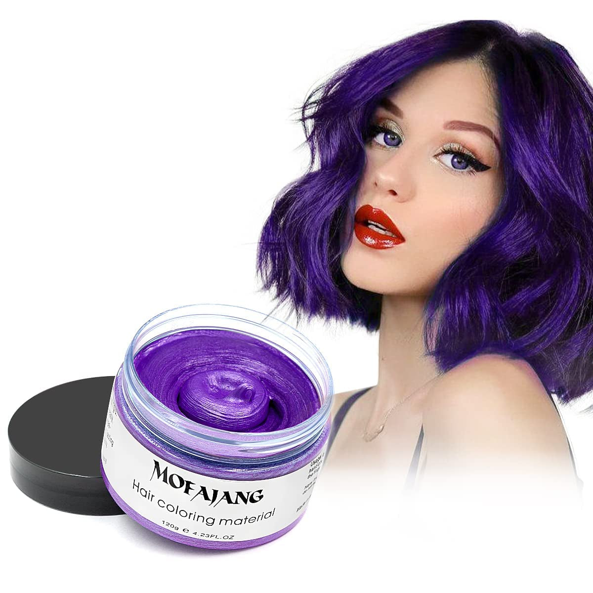 Color de cabello temporal, cera de color de 4.23 onzas para hombres y mujeres, pomada de color natural lavable, tinte para el cabello instantáneo para fiestas, cosplay, Halloween (rojo) Naty Shop Tinte para el cabello morado 120 g (paquete de 1)