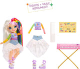 Rainbow High Junior High Rock Band - Amaya, Rainbow Colors - Muñeca de moda de 23 cm con teclado, personalizable con pegatinas, articulado, lindo juguete para niños a partir de 4 años