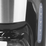 Emerio CME-122933, Cafetera de filtro, 1,25L para hasta 10 tazas de café recién hecho, filtro extraíble permanente, función antigoteo, jarra de cristal, apagado automático, 1000 vatios, negro/plateado