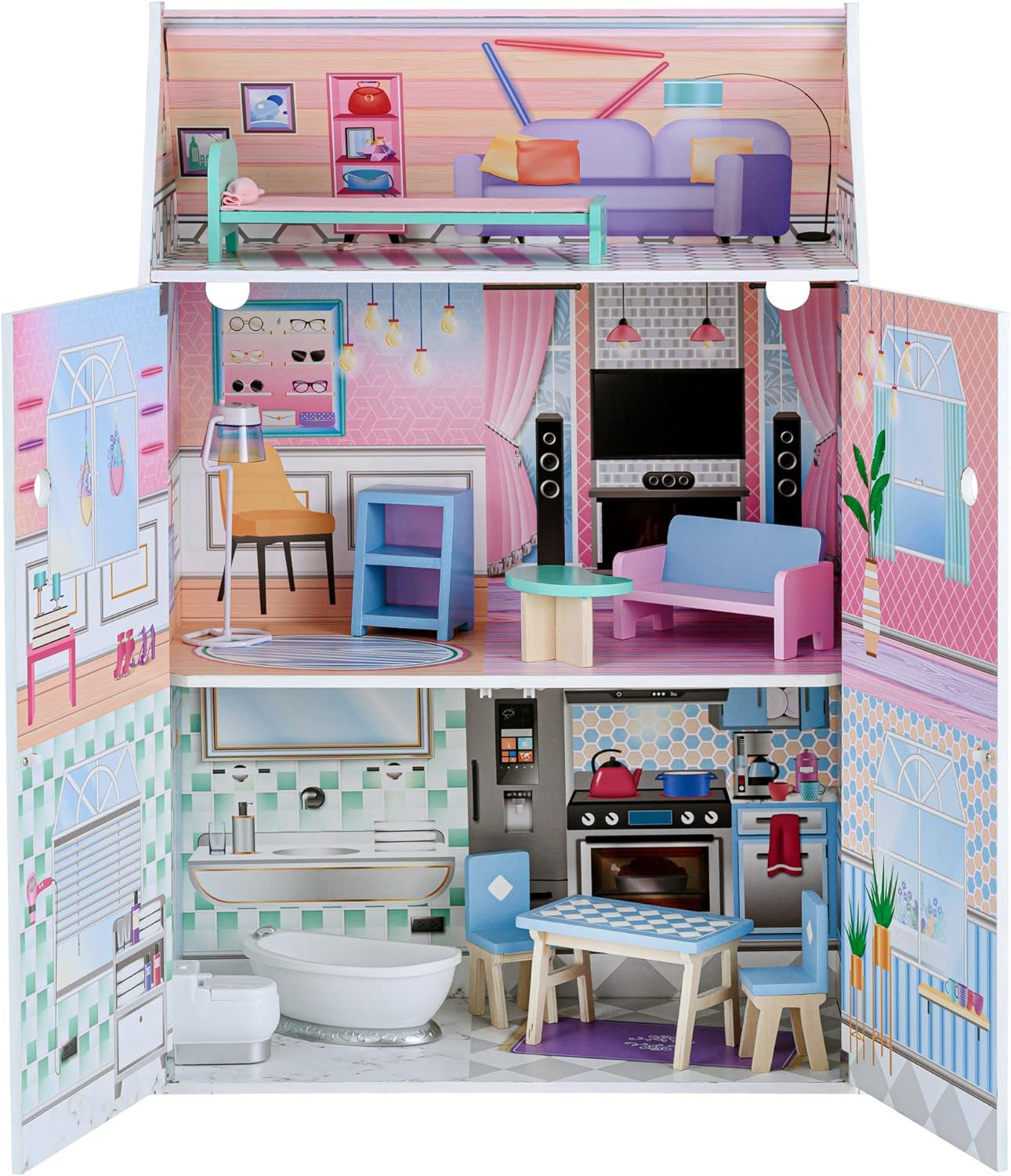 Olivias Little World Glasshouse Kids Casa de muñecas de 12" y 10 accesorios para muñecas 3,5" Multi Td-12518D Casas de muñecas Naty Shop