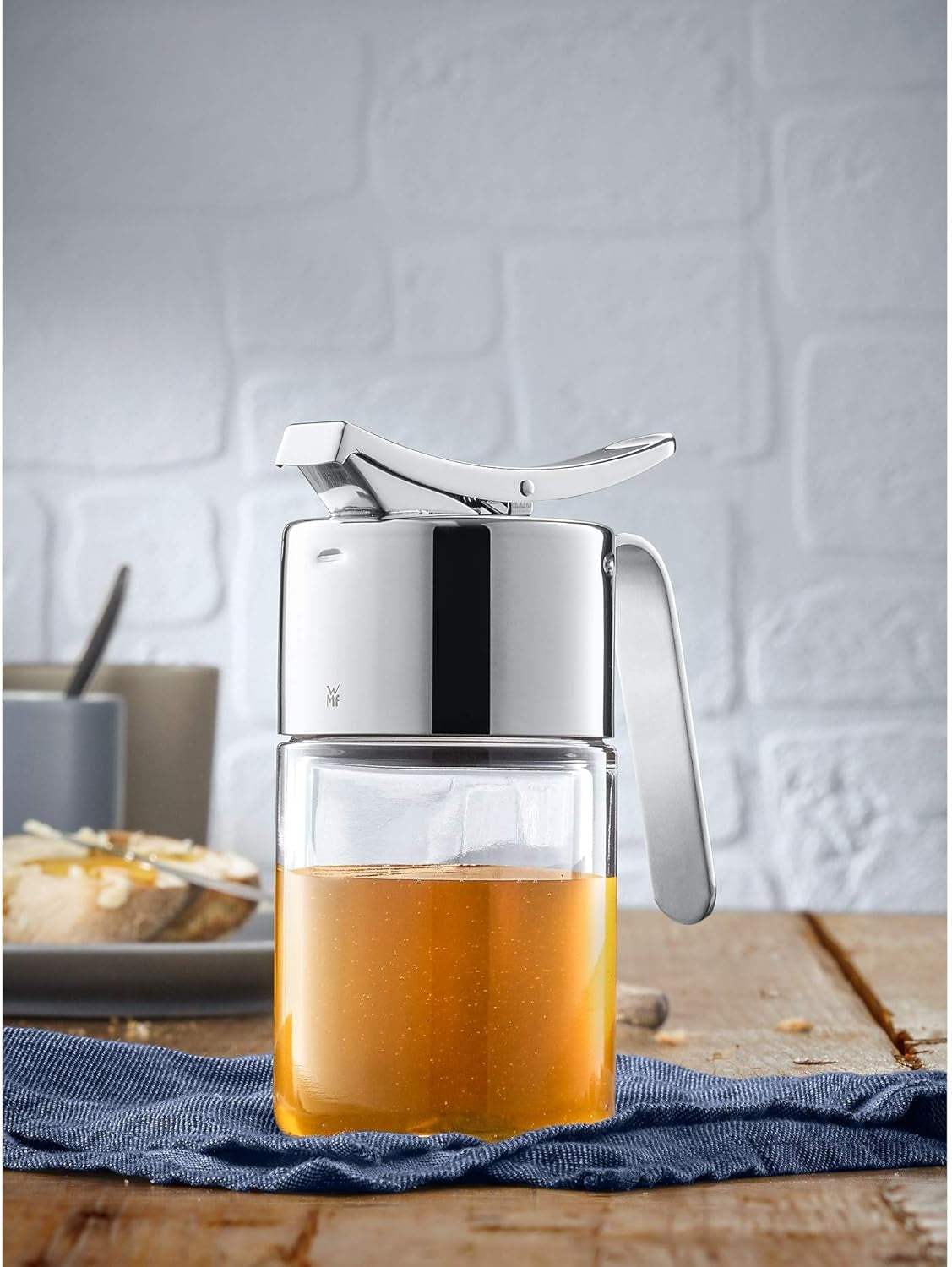 WMF Barista Dispensador de sirope/miel 240 ml, tarro de cristal y depósito de 1 l, altura 21,5 cm, tarro con tapa, recipiente para café en grano, tarro para cereales, tarro para alimentos con gran abertura de llenado Cajas para guardar alimentos Naty Shop