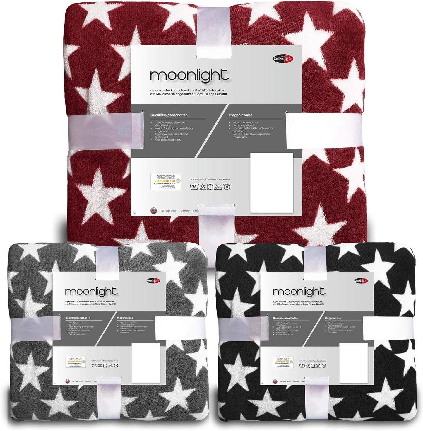 Celinatex manta mullida 150 x 200 cm manta burdeos sofá manta suave estrellas microfibra polar Oeko-Tex Moonlight Camas y colchas Besuche den CelinaTex-Store