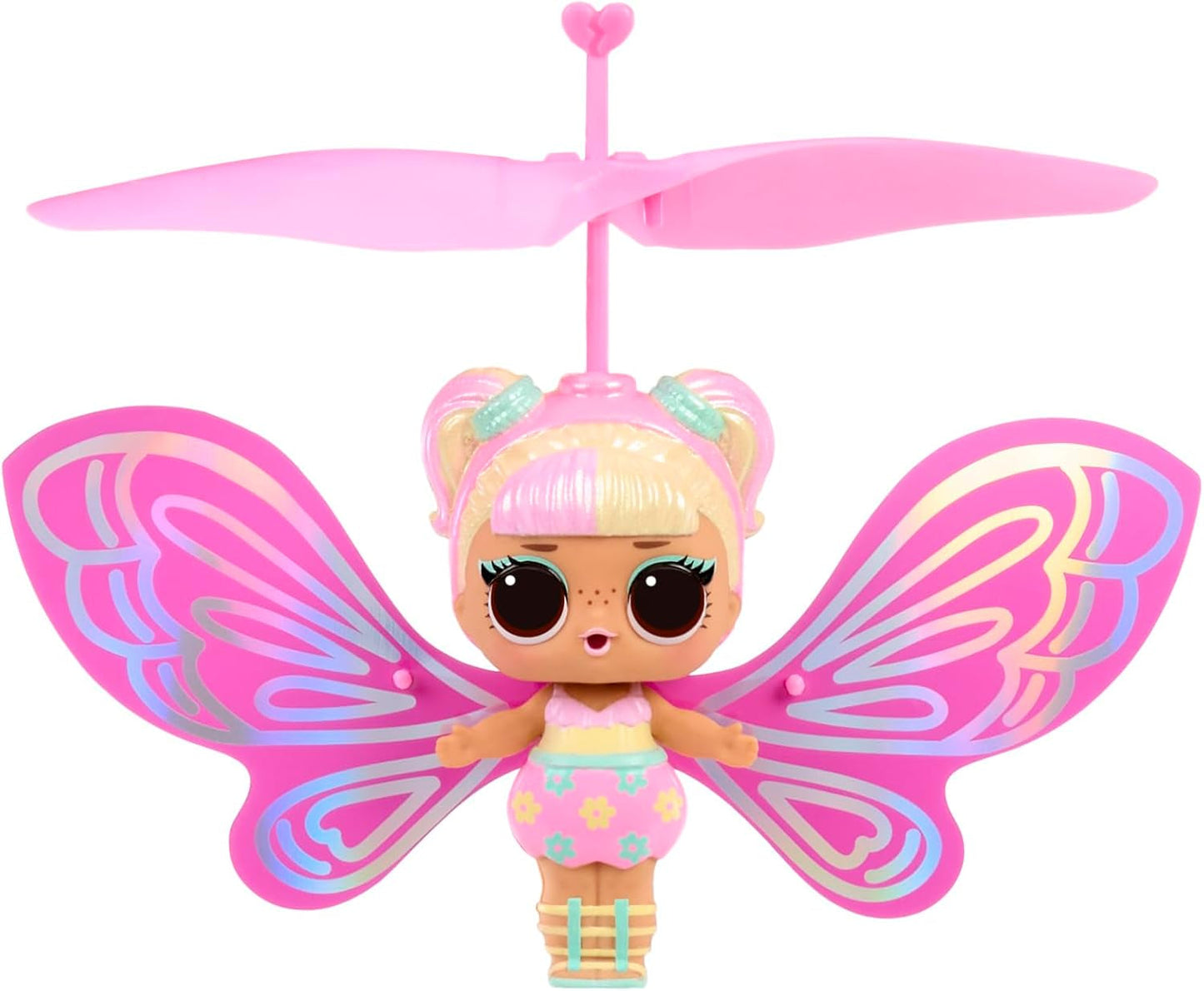 Jajaja ¡Sorpresa! Magic Flyers Fairies Tots - Flower Child - Incluye 1 muñeca y 1 varita mágica en un pack con forma de flor, 2 para coleccionar, Rosa