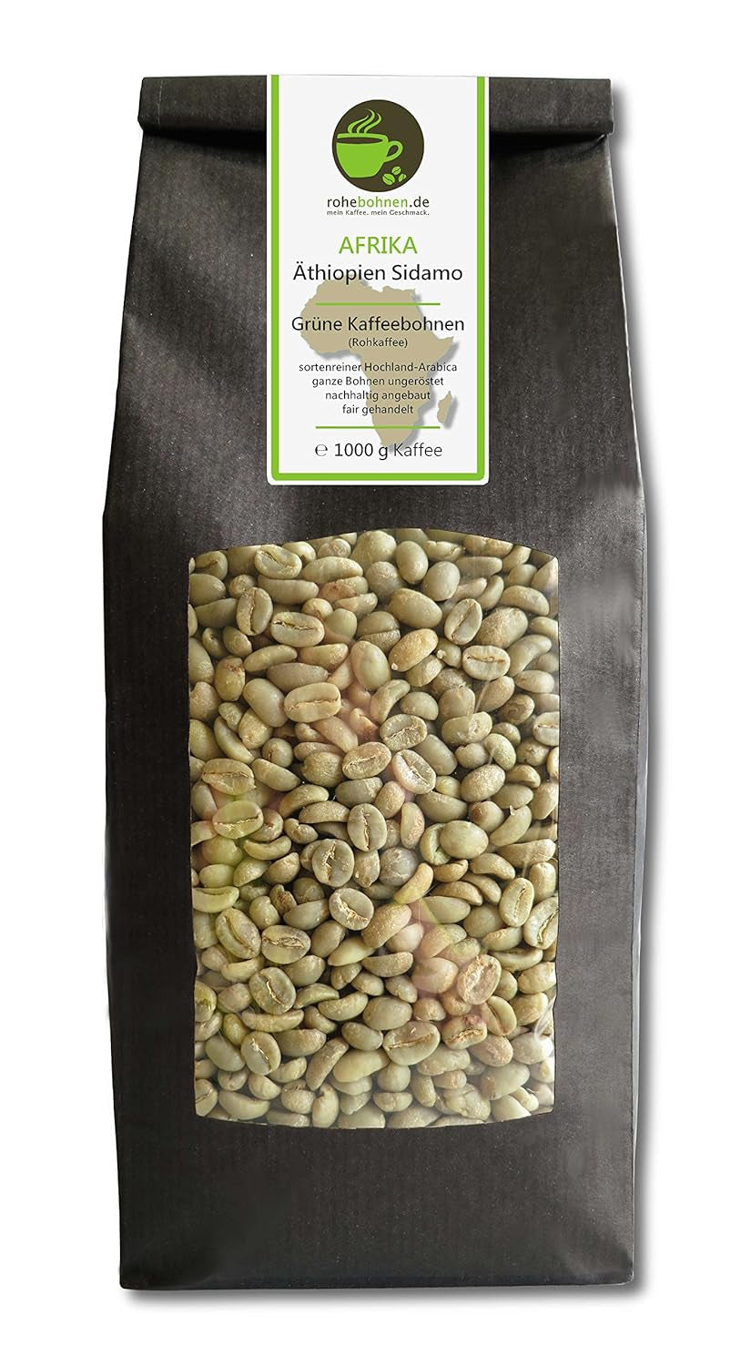 Café crudo - Green Highland Coffee Etiopía Sidamo (granos de café verde 1000g)