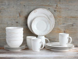 CreaTable, 23601, Serie Romantic Vintage, Vajilla de 16 piezas para 4, Servicio combinado de porcelana, Apto para lavavajillas y microondas, Fabricación de calidad