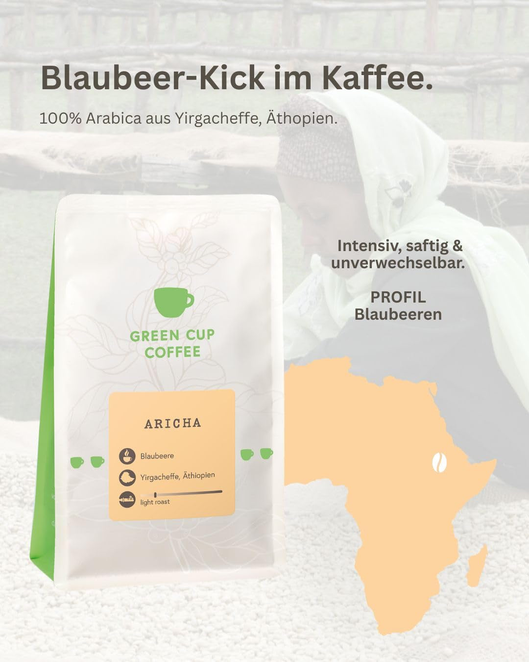 Café - Aricha I 100% Arábica I Café en grano 250g I Ideal para cafeteras automáticas, café filtrado y prensa francesa con sabores afrutados I Tueste ligero