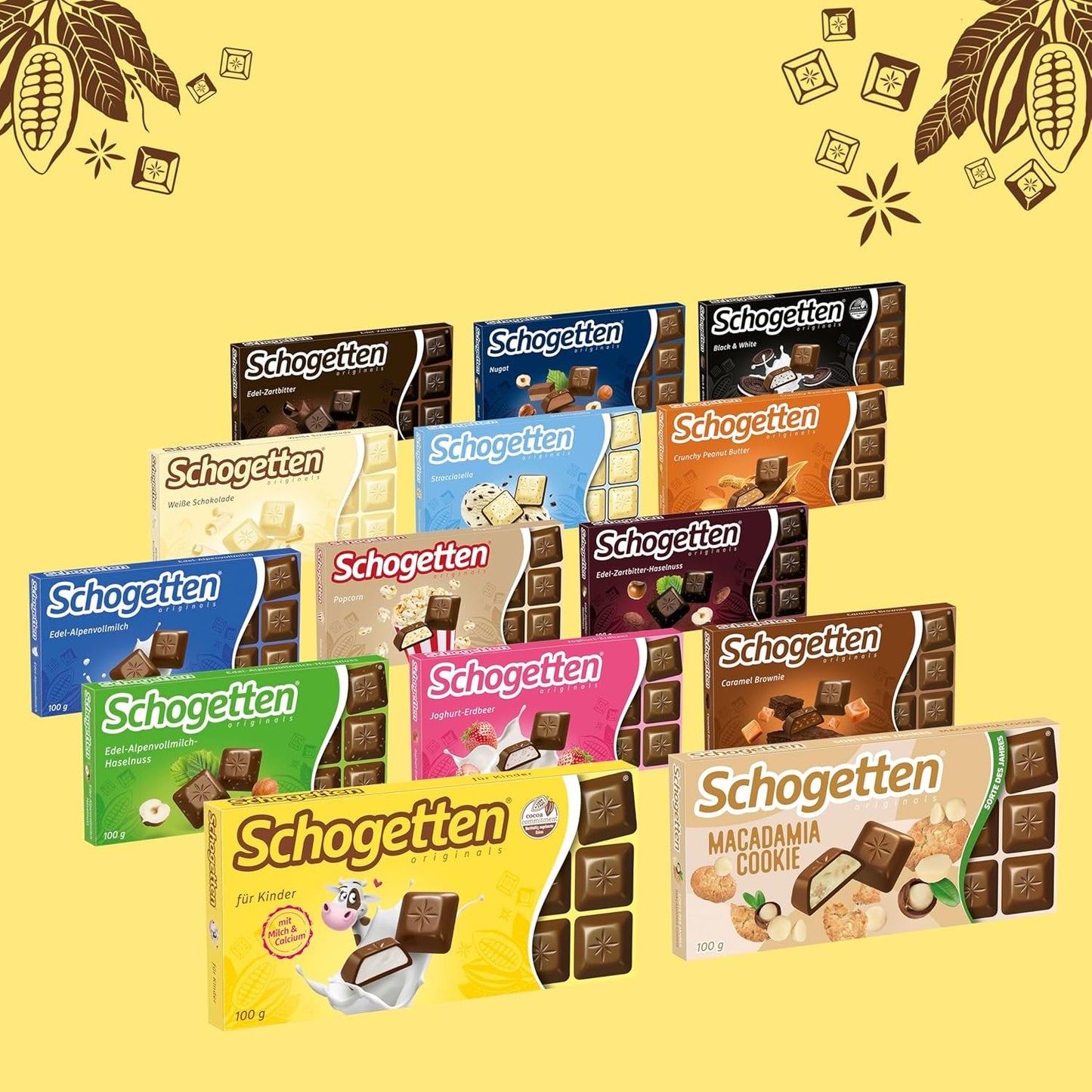 Schogetten para niños, barra de chocolate de 100 g, chocolate con leche con relleno cremoso de leche, en porciones convenientes. Un manjar. Pieza por pieza.