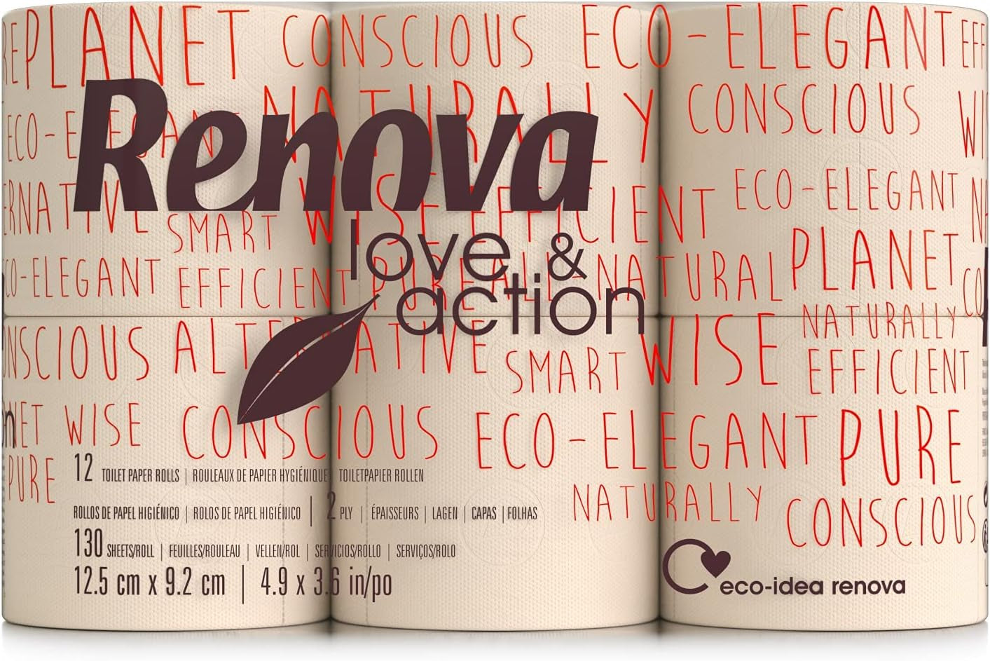 Papel Higienico Renova Love & Action, Beiger Paquete 9 X 12 Rollos-: 108
