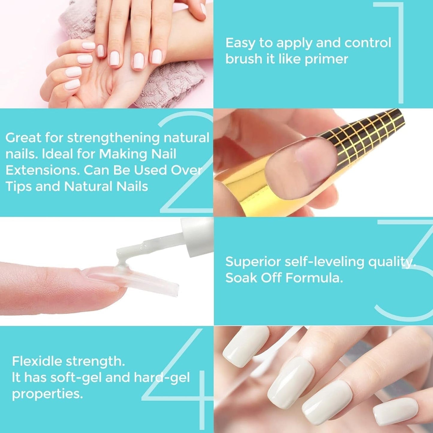 Builder 5 en 1 Builder Gel 15ml, Nail Builder Gel, Nail Builder Gel, UV/LED Extensión de uñas Esmalte de uñas, Extensiones, Nail Art, Pegatinas, Gel Nail Builder Gel (Blanco)