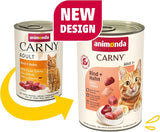 animonda Carny Adult Savory Variety (12 x 400 g), comida húmeda para gatos adultos, comida húmeda con ingredientes 100% cárnicos frescos, sin cereales y sin azúcar