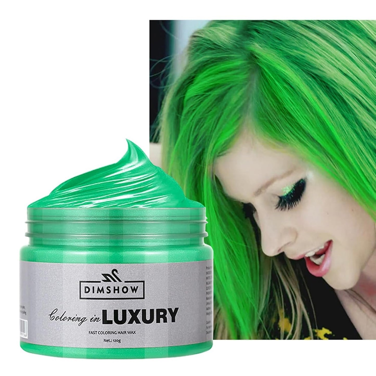 Cera para el cabello verde temporal, spray para el cabello temporal Crazy Green, barro semipermanente lavable, color de cabello de una sola vez, pasta para el cabello con estilo instantáneo, color de cabello natural para fiestas, actividades y Halloween Naty Shop Tinte para el cabello Título predeterminado