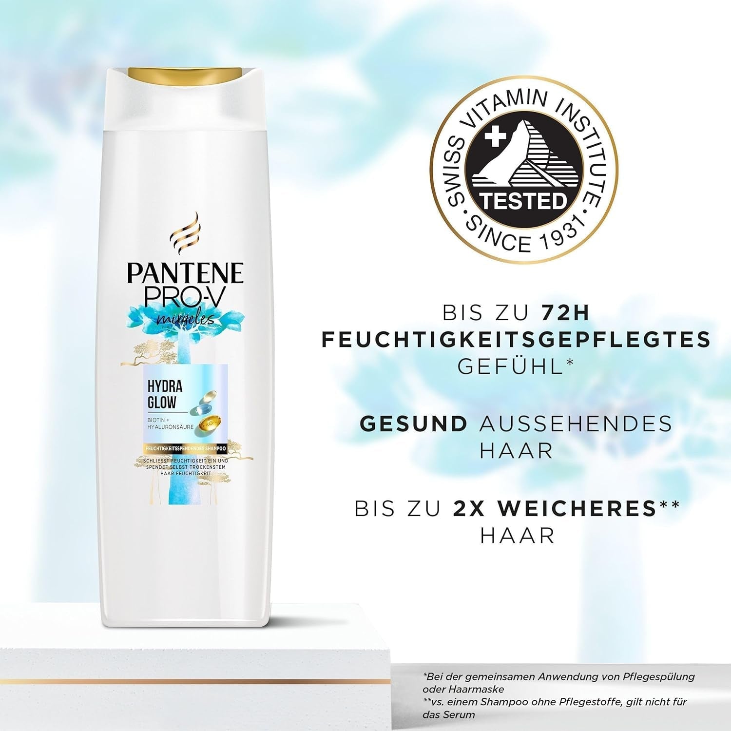 Pantene Pro-V Hydra Glow Champú hidratante con biotina para cabello seco y dañado Pantene Shower & Bath