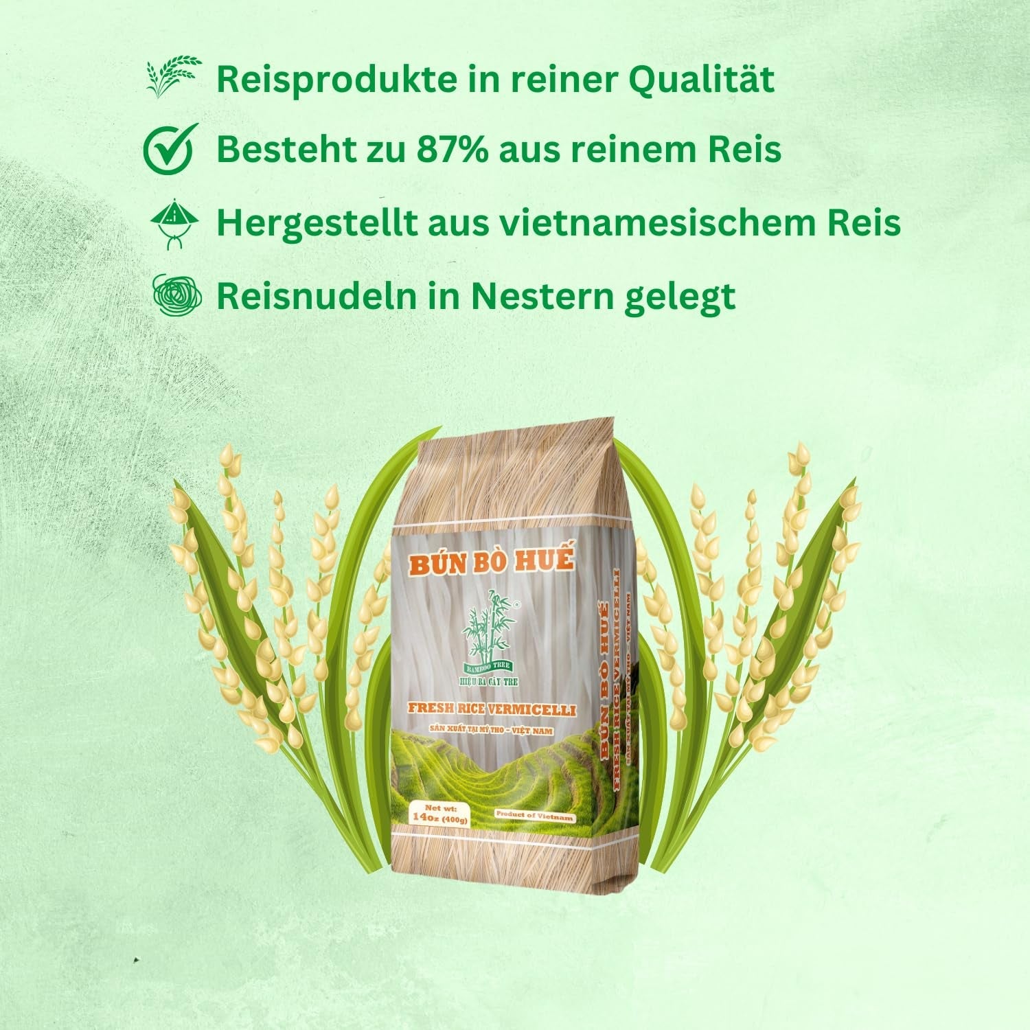 ÁRBOL DE BAMBÚ - Fideos de arroz Bun Bo Hue - (1 X 400 G)