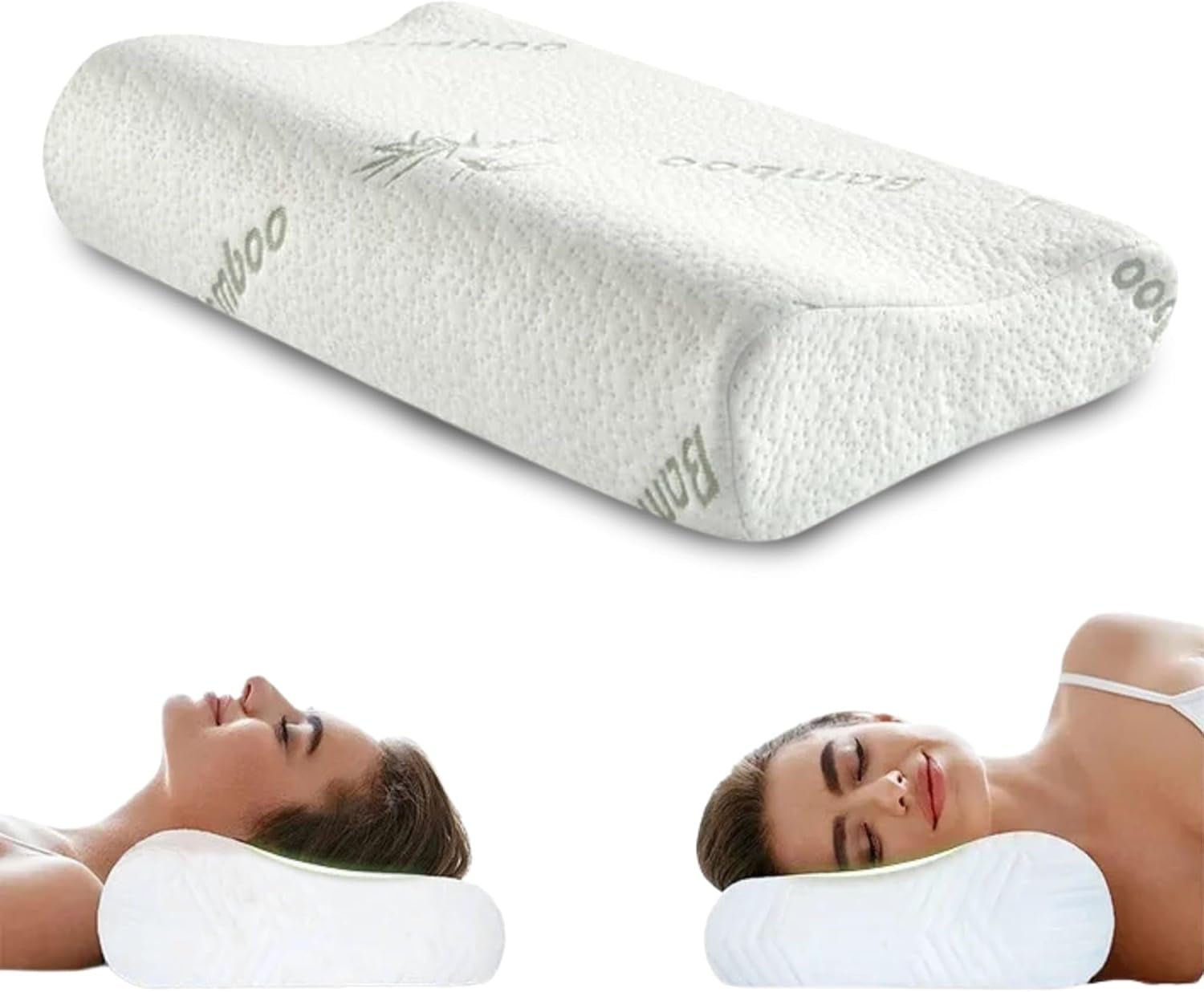 Almohada ortopédica de espuma con memoria para el cuello - Almohada ergonómica Almohada antirronquidos para personas que duermen de lado, boca abajo y boca arriba Pilow 60 cm x 40 cm x 12 cm Almohadas ortopédicas cervicales Naty Shop Título predeterminado