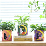 GUGUGO Lindas macetas para gatos con forma de luna, maceta única con drenaje, colores del arco iris, macetas pequeñas para plantas de interior, divertidas macetas de jardín suculentas, regalo, decoración del hogar (C)