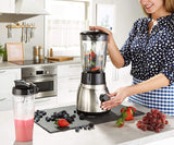 Russell Hobbs Batidora con base 2 en 1 [batidora con vaso de vidrio de 1,5 l y mini batidora de 0,6 l - To-Go-Trinkflasche Inkl. Deckel] Spülmaschinenfest, Función Impuls-/Ice-Crush, Becher BPA Frei, Edelstahl 23821-56 Cocina Naty Shop