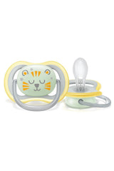 Chupete nocturno Philips AVENT Ultra Air para bebés de más de 18 meses que brilla en la oscuridad, paquete doble Nube/Tigre (modelo SCF376/01)