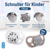 Chupetes para bebé Twistshake - Paquete de 2 | Forma de ortodoncia | Ultraligero | Tetina de silicona suave | Sin BPA | Apto para bebés a partir de 6 meses | Blanco grisáceo